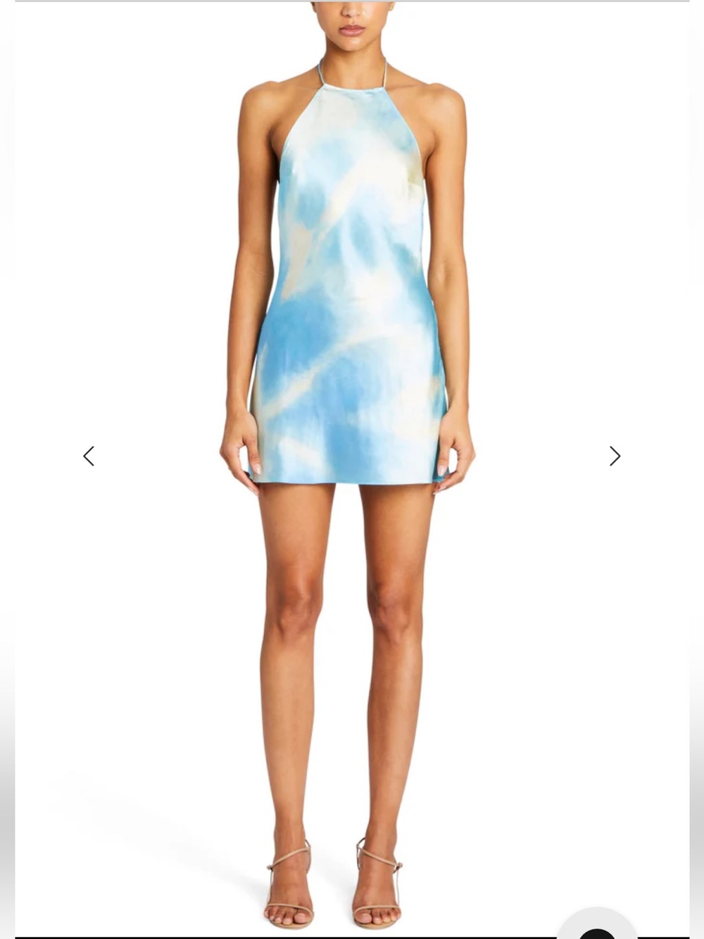 NWOT SER.O.YA Helen Silk Halter Mini Dress in Cloud Tie Dye